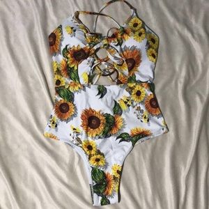 Sunflower one piece bathing suit